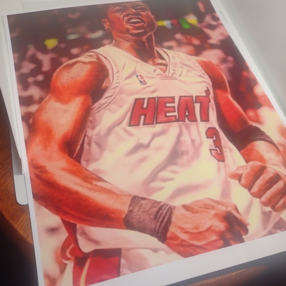 NEW!🤩MIAMI HEAT🔥DWYANE WADE REPRINT BASKETBALL GLOSSY 8.5x11 COLOR ART POSTER - Picture 4 of 8